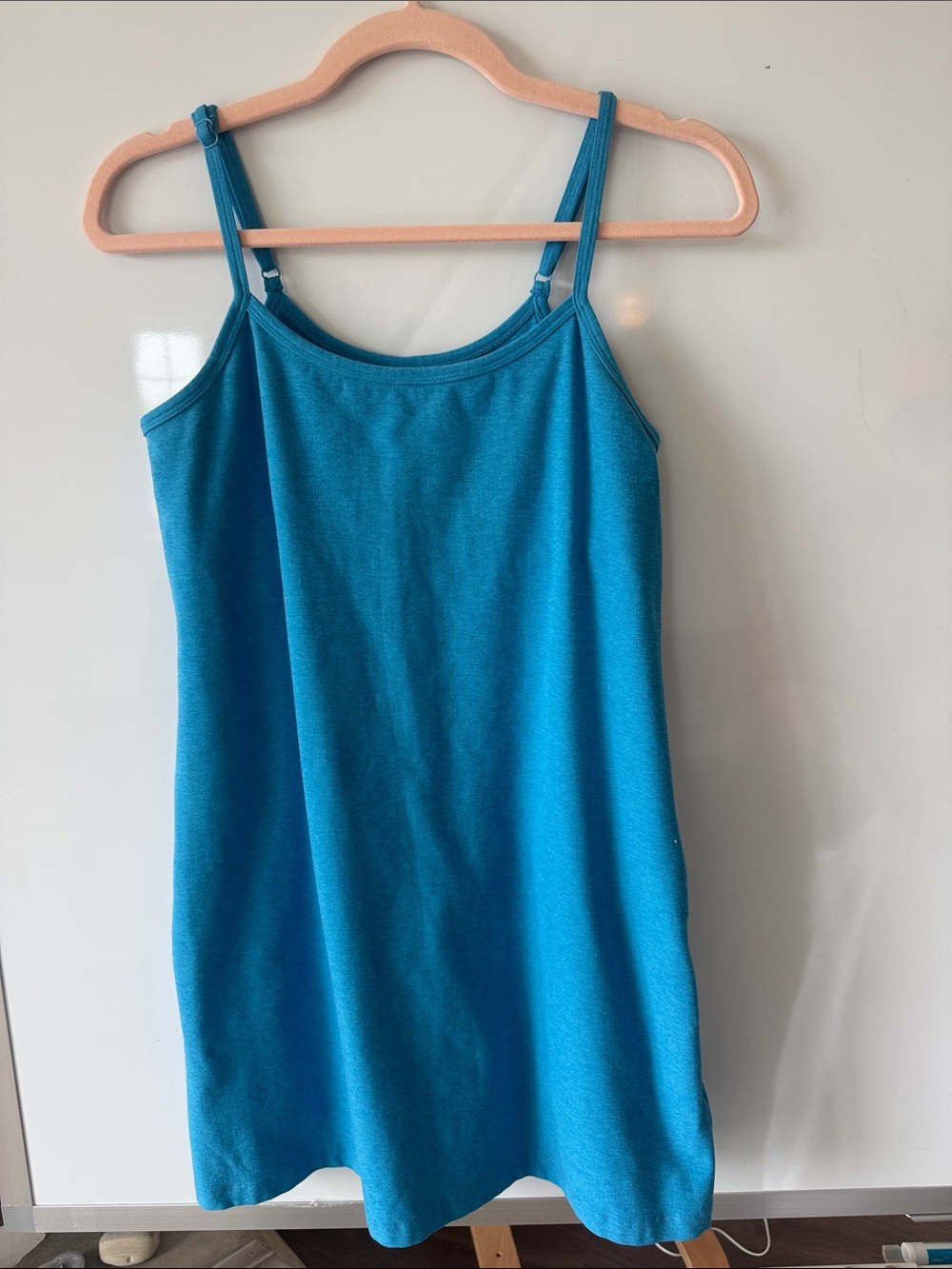 Beyond Yoga Bright Teal Adjustable-Strap Tank Dress